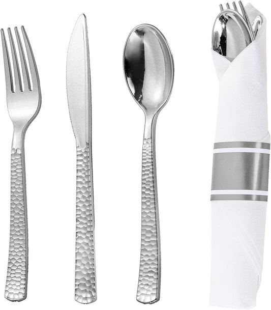 WELLIFE 75 Pack Silver Plastic Silverware Set for Any Occasion