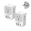 TESSAN 2-Pack European Plug Adapter with 4 Outlets & 3 USB ~ Universal Travel Adapter