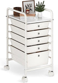 6-Tier Rolling Cart with 5 Drawers - Mobile Storage Cart for Home