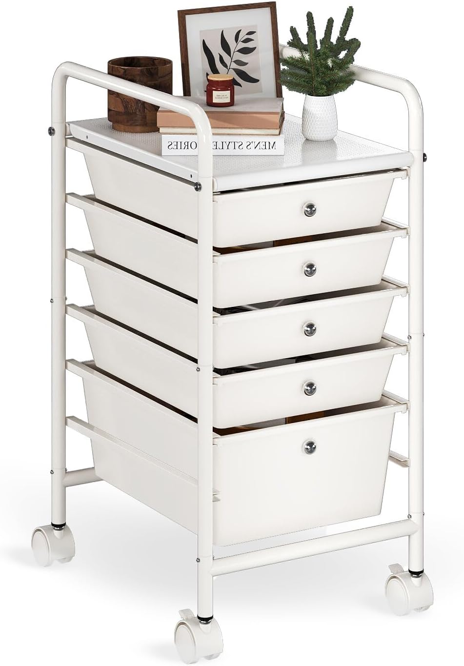6-Tier Rolling Cart with 5 Drawers for Versatile Storage Needs