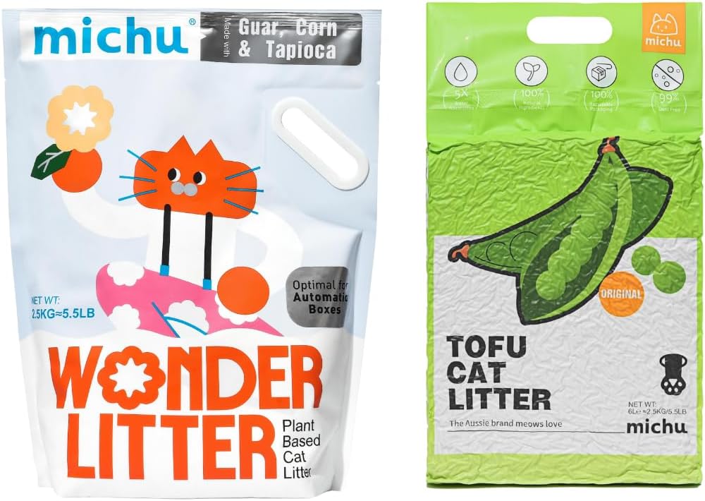 Michu Tofu Cat Litter Natural Clumping 5.5lb 2 Pack