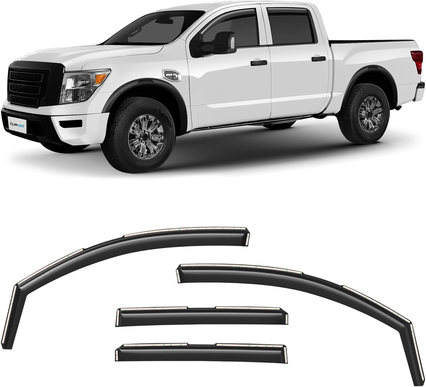 In-Channel Rain Guards for Nissan Titan XD 2016-2025 Crew Cab