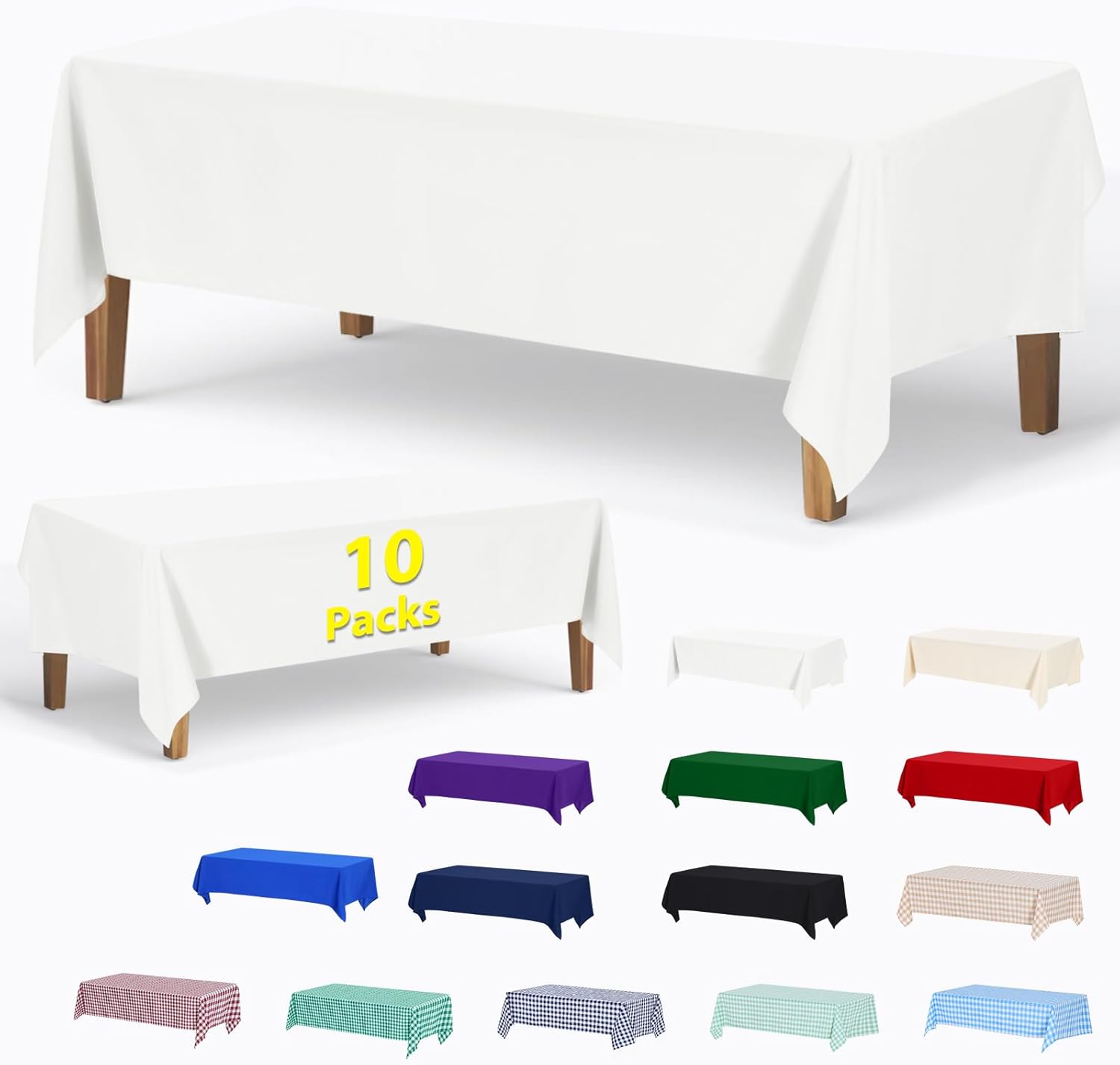 Premium 10 Pack Rectangle Polyester Tablecloth for Any Occasion