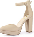 Ankis Black Platform Closed Toe Heels for Women - 4in Support