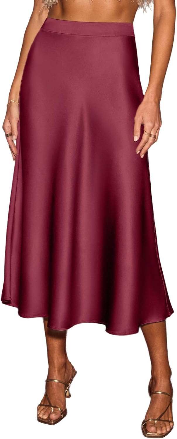CUPSHE Women's Satin Skirt Flowy A Line Midi for Any Occasion