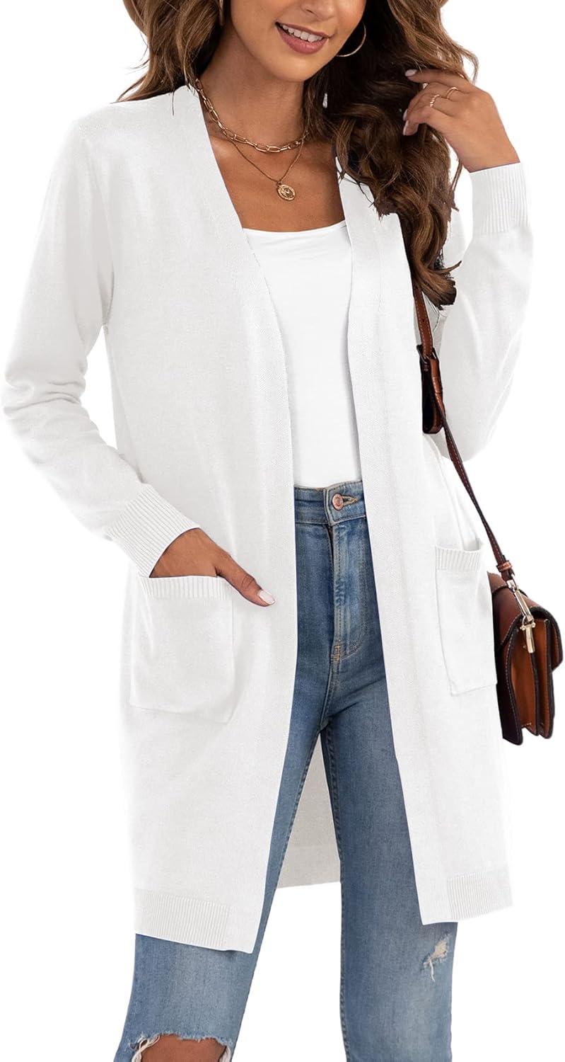 Classic Long Sleeve Open Front Cardigan for Women - Cozy Style