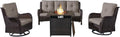 Grey Wicker 4-Piece Patio Set with 50000BTU Propane Fire Pit - Cozy