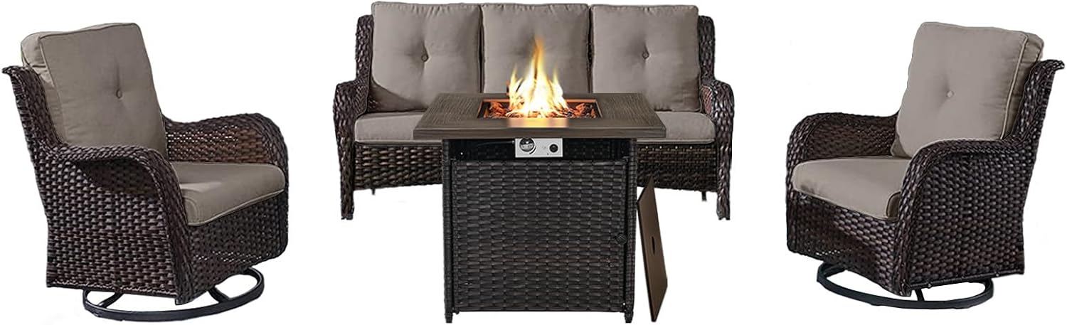 Outdoor Patio Furniture Set with 50000BTU Fire Pit Table