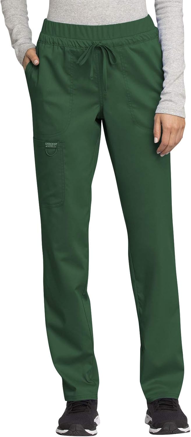 Cherokee Scrubs for Women Mid Rise Tapered Leg Pants with Pockets