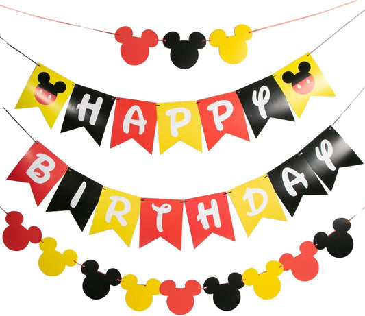 Mickey Style Happy Birthday Banner - Vibrant & Fun!