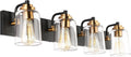 Vintage Vanity Lighting Fixtures 4-Light Black Brass - Classic Bath