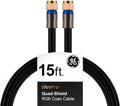 GE 15ft Quad Shielded Coax Cable - 3GHz Digital - Ideal for Home Theater