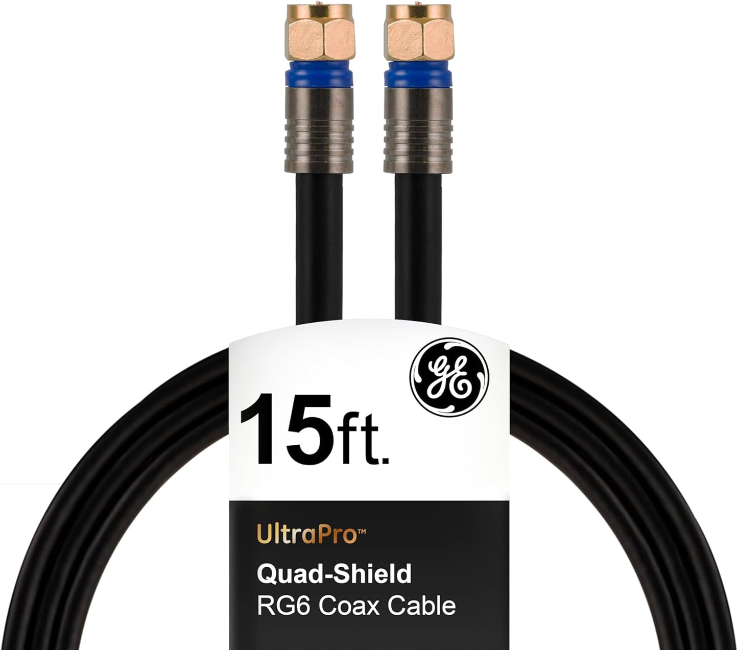 GE 15ft Quad Shielded Coax Cable - 3GHz Digital - Ideal for Home Theater