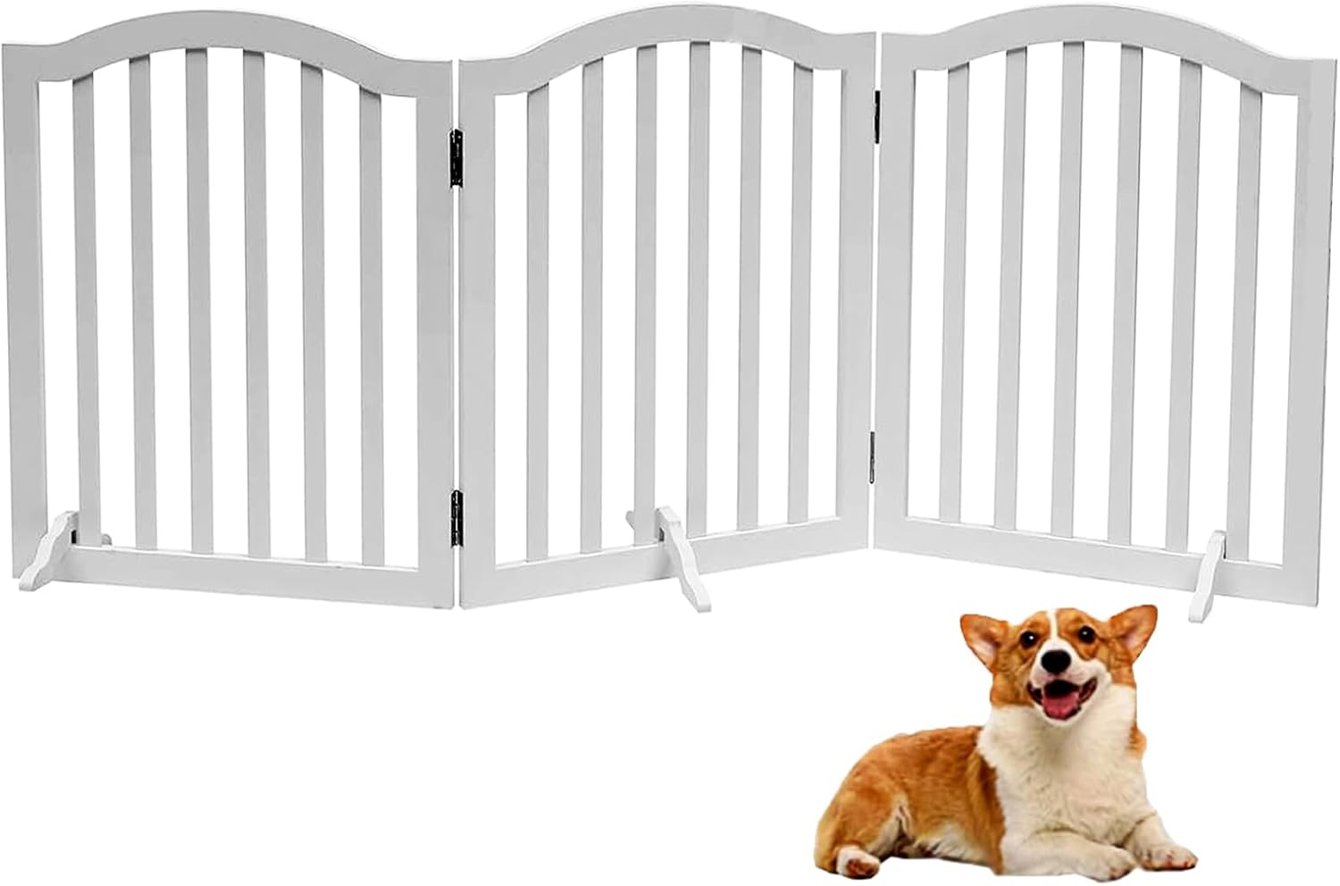 Foldable Wooden Dog Gate - 3-Panel Freestanding Pet Fence