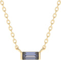 Blue Sapphire Rectangle Crystal Pendant Necklace for Women - 18k Gold