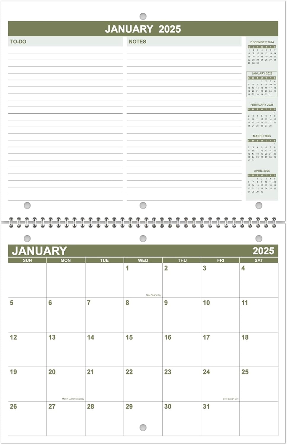 2025-2026 18M Calendar for 3 Ring Binder, Premium Paper, 8.5 x 11