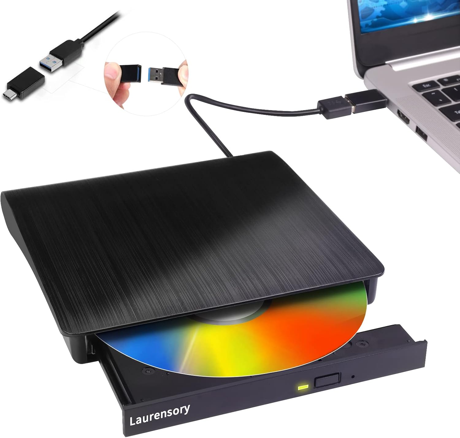 Portable USB 3.0 External DVD Drive - Burner & Reader