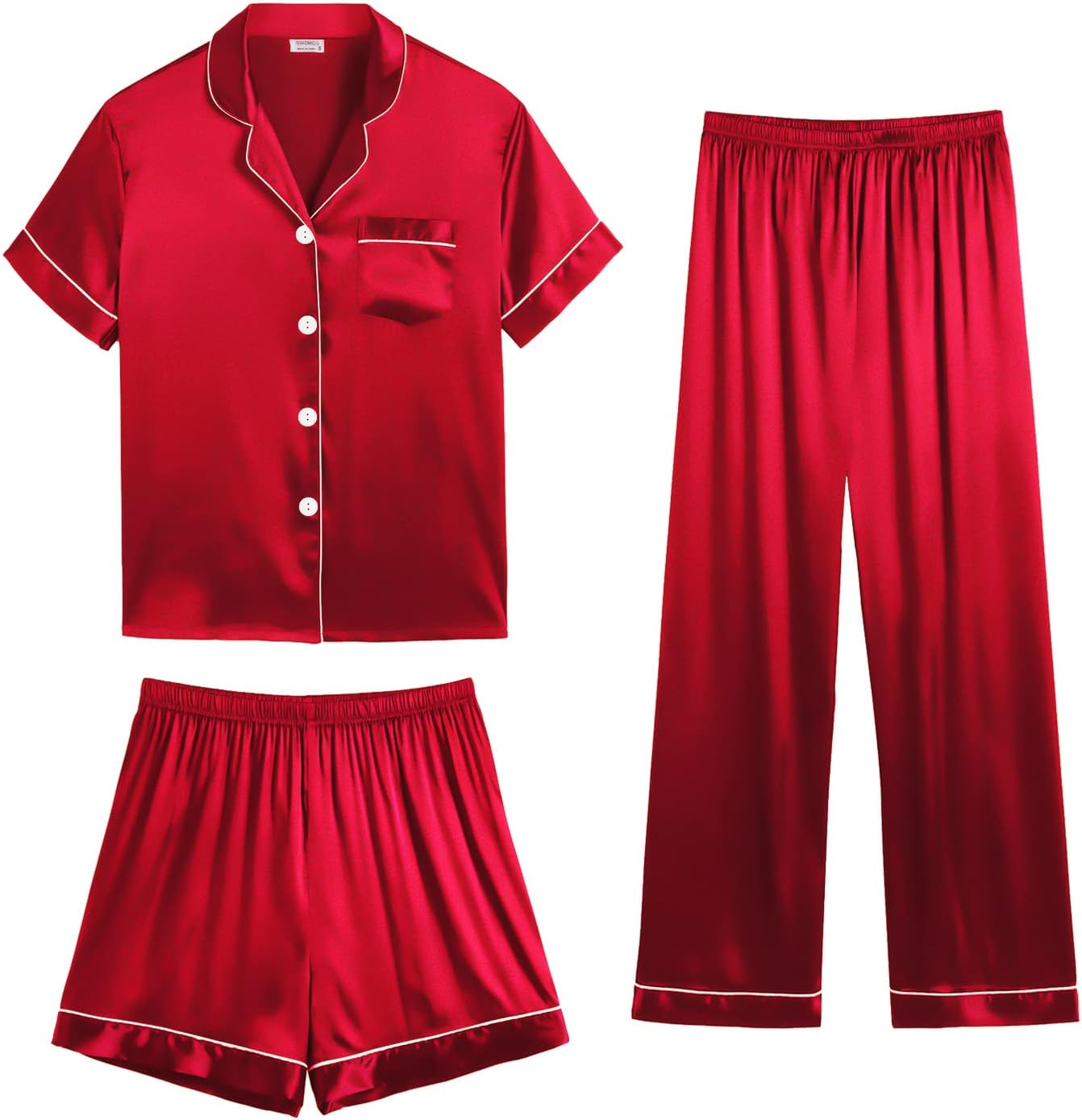 SWOMOG Womens Silk Satin Pajama Sets for Ultimate Comfort