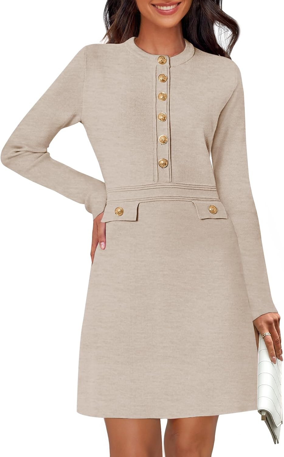 Stylish Women's Long Sleeve Bodycon Sweater Dress for Fall