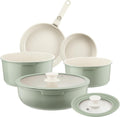 Ceramic Pots and Pans Set Non Stick Green, 8 Piece - Healthy Nonstick
