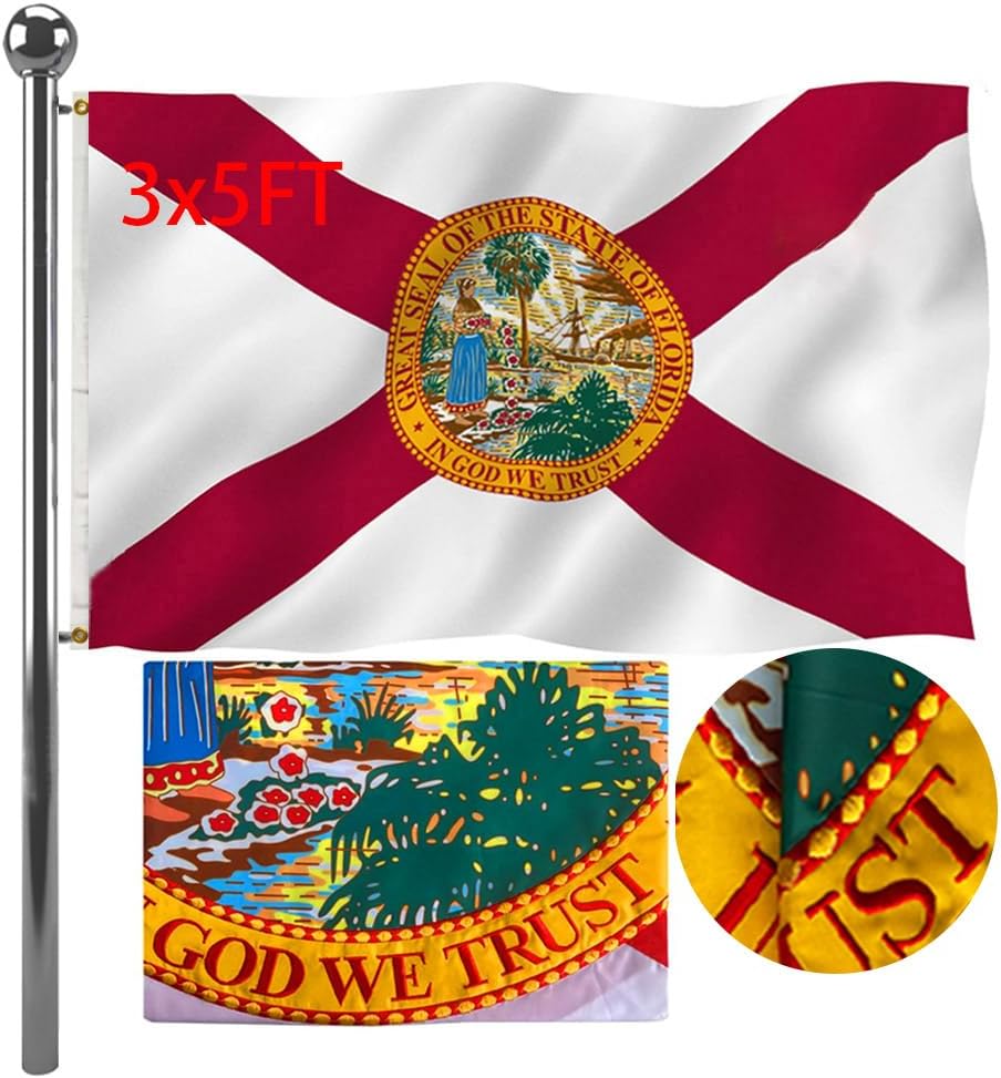 Embroidered Double Sided Florida Flag 3x5 FT for Outdoor Use