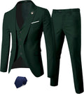 Men's Slim Fit 3 Piece Suit Set with Matching Tie - One Button Slim