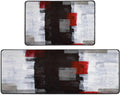 Area Rugs Red and Grey Abstract Kitchen Rug Set 20in x 48in + 20in x