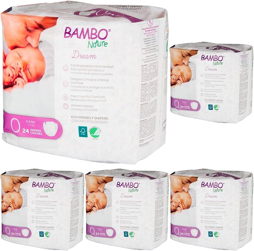 Bambo Nature Premium Baby Diapers Size 0 for Newborns 24 Count