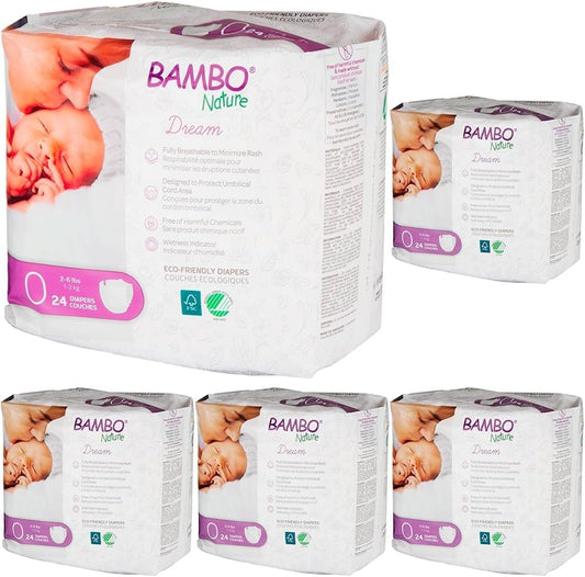 Bambo Nature Premium Baby Diapers Size 0 for Newborns 24 Count