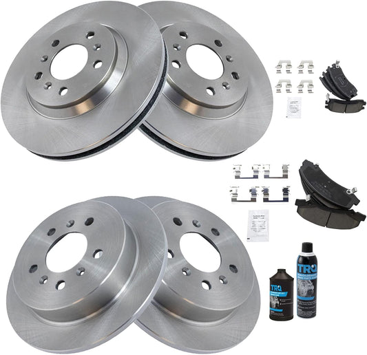 TRQ Front and Rear Brake Pad & Rotor Kit for Chevrolet Vehicles
