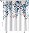 Valentine's Day Shower Curtain Eucalyptus Heart Design - Waterproof