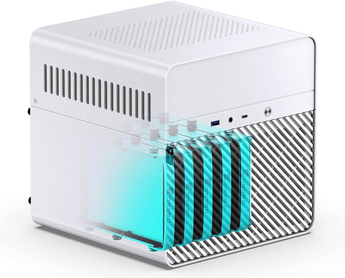 JONSBO N2 White NAS ITX Case with 5+1 Disk Bays and Fan