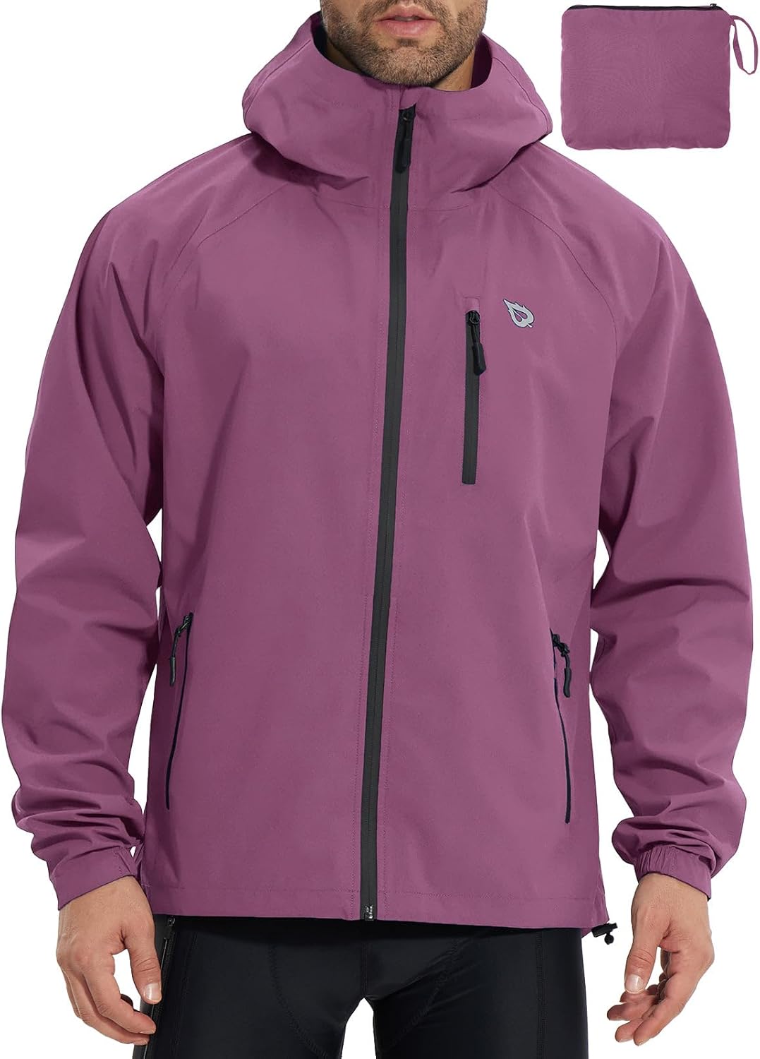 Baleaf Men's Rain Jacket Waterproof Windbreaker for Outdoor Use