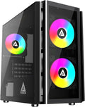 Apevia Phenom-BK Gaming PC Case: ARGB Fans, 366 RGB Modes