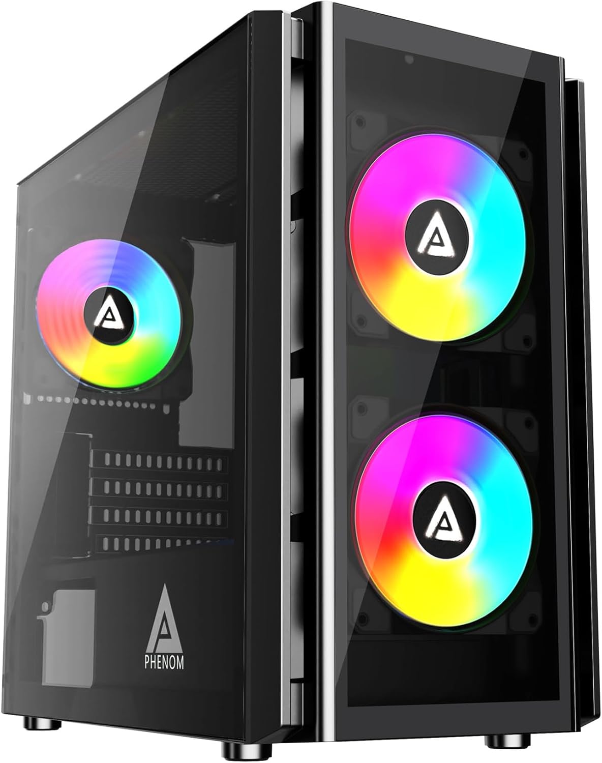 Apevia Phenom-BK Gaming PC Case: ARGB Fans, 366 RGB Modes