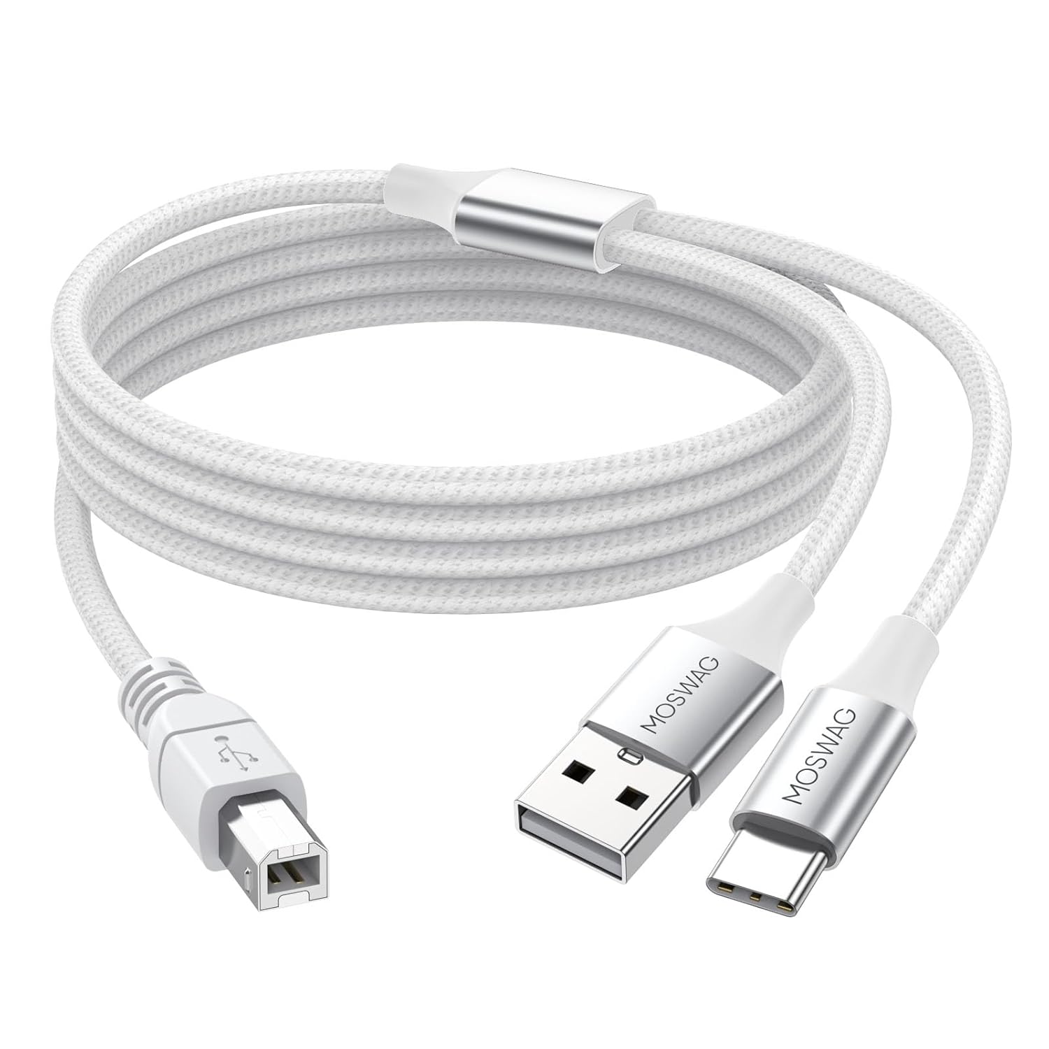 Fast Printing & Music Connection with MOSWAG 2in1 USB Cable