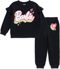 Barbie Drop Shoulder Sweatshirt and Jogger Pants Outfit Set - Cozy Fit