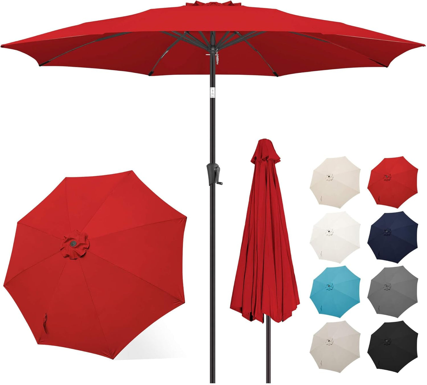 11 ft Patio Umbrella with Push Button Tilt and Crank for Shade
