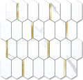 Long Hexagon White Marble Look Peel and Stick Backsplash - 10 Sheets