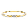 14k Solid Gold Bezel Set Baguette Birthstone Ring - Stackable Sparkle