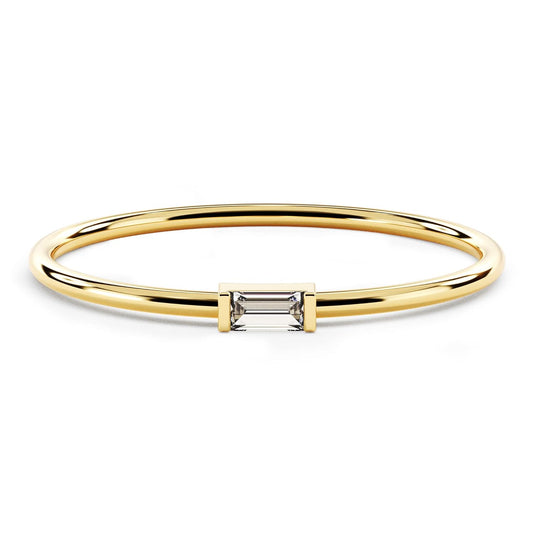14k Solid Gold Bezel Set Baguette Birthstone Ring for Women