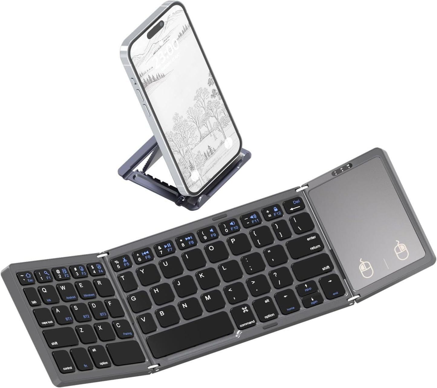 Portable Bluetooth Keyboard with Full Touchpad - Space Gray