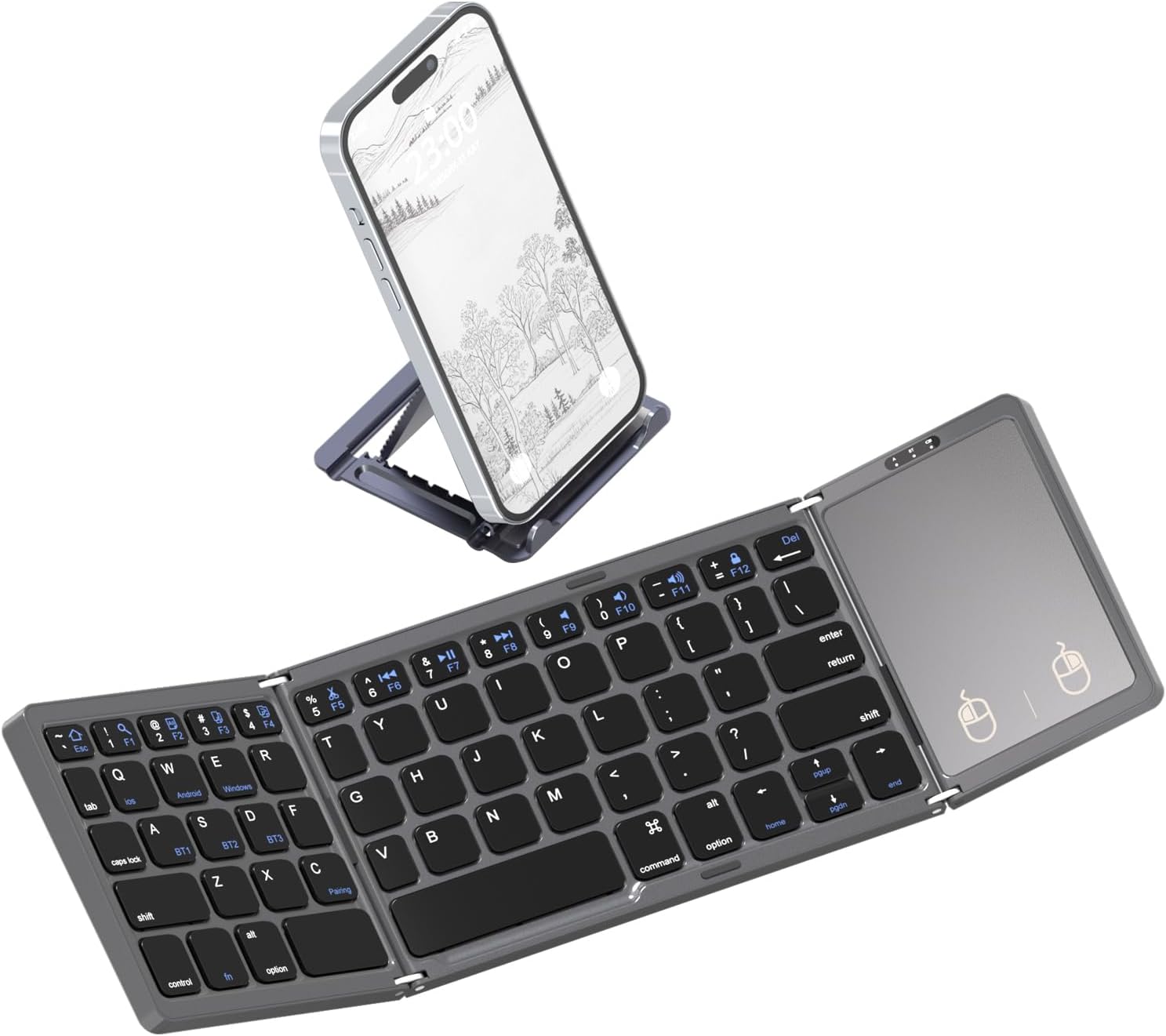 Portable Bluetooth Keyboard with Full Touchpad - Space Gray