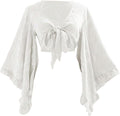 Women's Boho Tie Front Bell Sleeve Top - Western Concert Crop