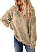 Dokotoo Women's 1/4 Zip Pullover V Neck Knit Sweater - Casual Comfort