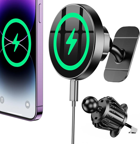 Kaistyle iPhone MagSafe Car Mount - Stronger Magnetic Wireless Charger