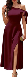 One Shoulder A Line Maxi Dress - Elegant Wedding Guest Style