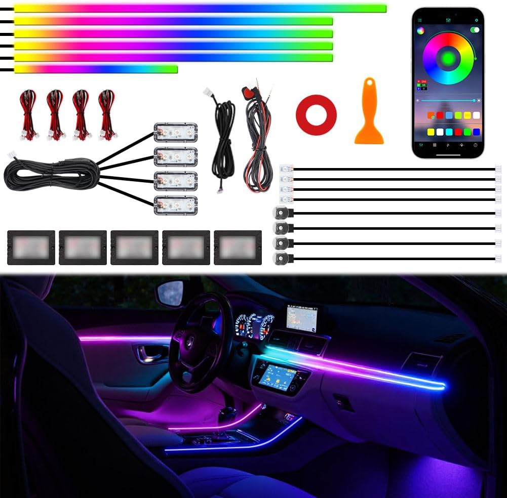 Acrylic Interior Car Ambient Lighting Kits with LED Strip Lights