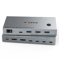 4K60Hz Dual Laptop USB C KVM Switch Dual Monitor - Share 4 USB Devices