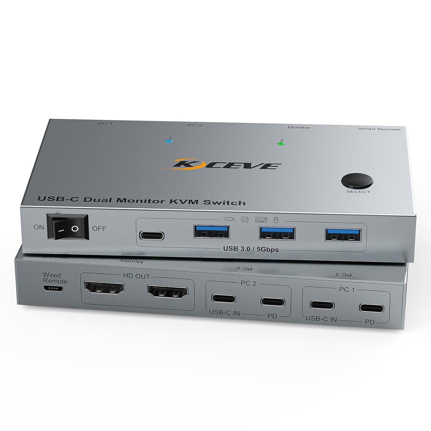 4K60Hz Dual Laptop USB C KVM Switch for Dual Monitors